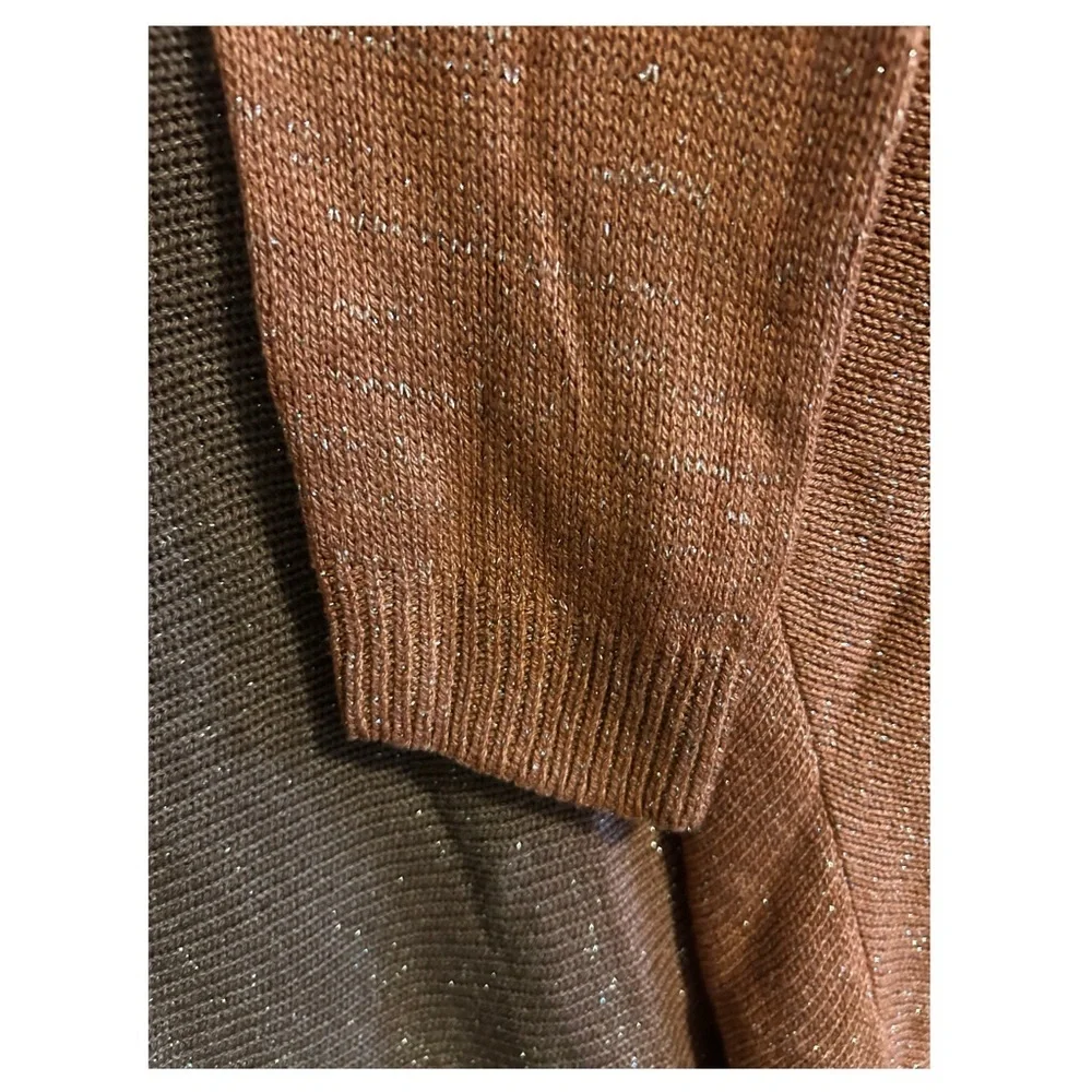 GIGI MODA $141 Argento Dual Toned Sweater Rust Brown Metallic Thread Italy Made - Picture 10 of 16